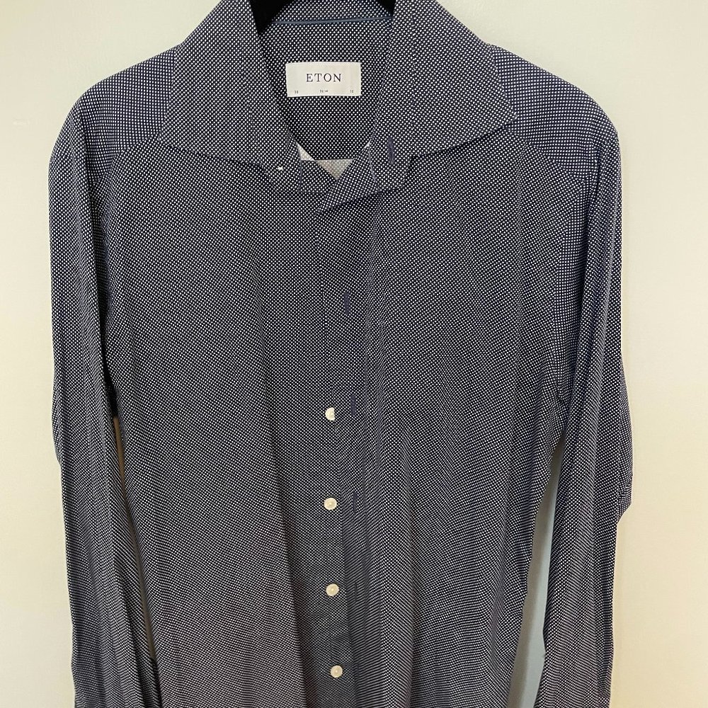Eton blue shirt with white dots